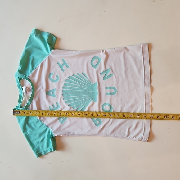 Old Navy extra large white green Beach Bound short sleeve rashguard - Picture 6 of 7
